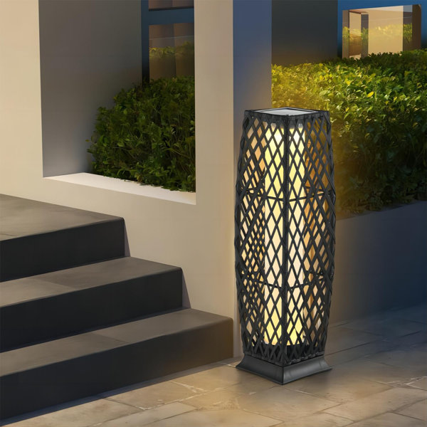 Rattan solar on sale floor lamp